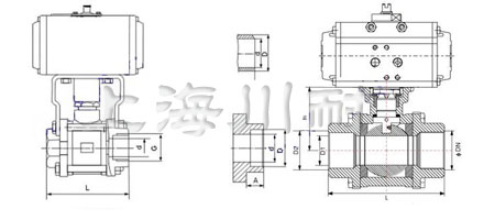 三片式不銹鋼氣動(dòng)焊接球閥結(jié)構(gòu)圖